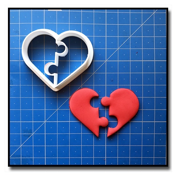 Coeur Puzzle 001 - Emporte-pièce pour pâtes à sucre et sablés sur le thème Amour