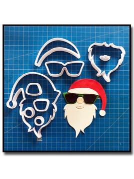 Père Noël Visage Hipster 101 - Emporte-pièce en Kit pour pâtes à sucre et sablés sur le thème Noël