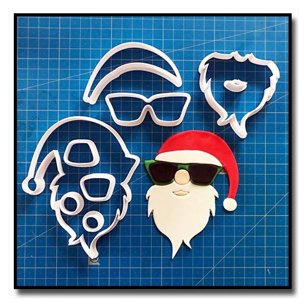 Père Noël Visage Hipster 101 - Emporte-pièce en Kit pour pâtes à sucre et sablés sur le thème Noël