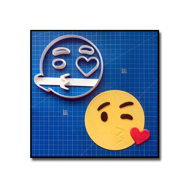 Sticker Smiley bisou cœur - Autocollant Smiley bisou cœur