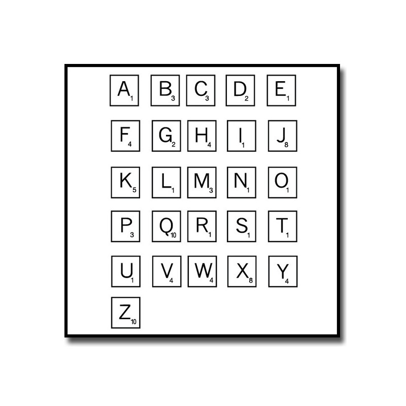 Scrabble Typographie 001 - Emporte-pièce pour pâtes à sucre et sablés sur le thème Alphabet & Nombre