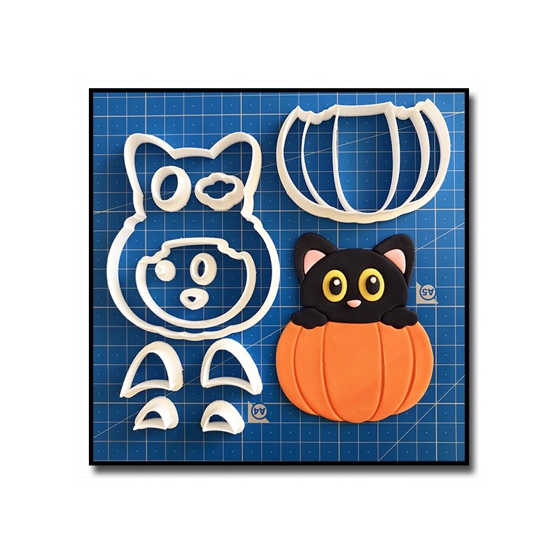 Citrouille & Chat 101 - Emporte-pièce en Kit pour pâtes à sucre et sablés sur le thème Halloween