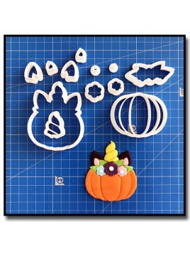 Citrouille Licorne 101 - Emporte-pièce en Kit pour pâtes à sucre et sablés sur le thème Halloween