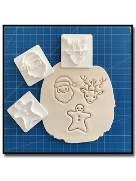 Gingerbread, Père Noel, Renne 301 - Tampon pour pâtes à sucre et sablés sur le thème Noël