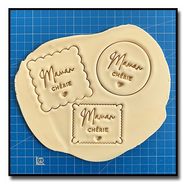 Maman chérie 001 - Emporte-pièce pour pâtes à sucre et sablés sur le thème Fêtes des Mères / Mères / Papis / Mamies