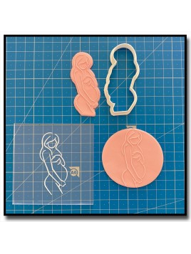 Femme enceinte 601 - Debosser/Outbosser pour pâtes à sucre et sablés sur le thème Baby Shower