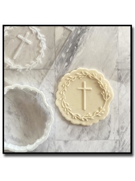 Croix & Couronne 601 - Debosser/Outbosser pour pâtes à sucre et sablés sur le thème Baptême & Religion
